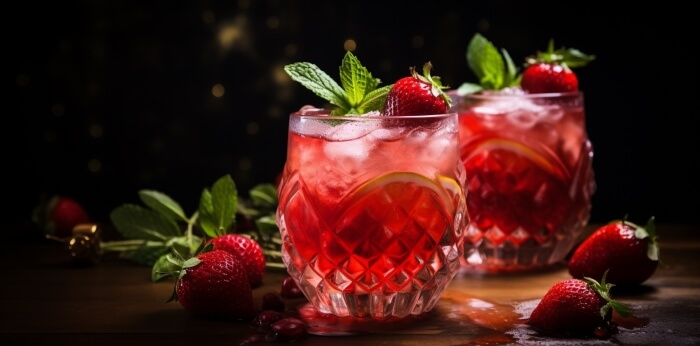 Gläser mit Erdbeerbowle