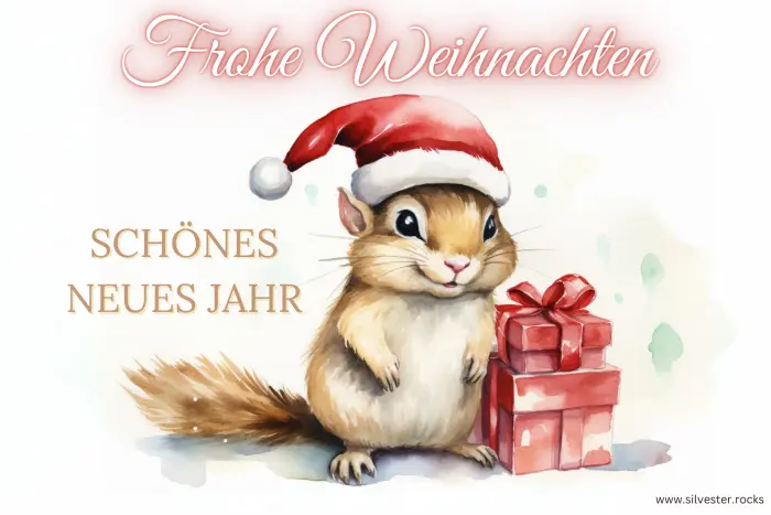 Weihnachts-Streifenhörnchen mit Geschenken