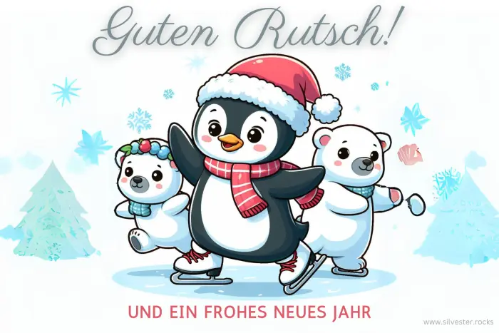 Pinguin und kleine Eisbären