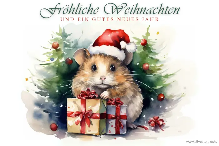 Fröhliche Weihnachten Hamster mit zwei Geschenken