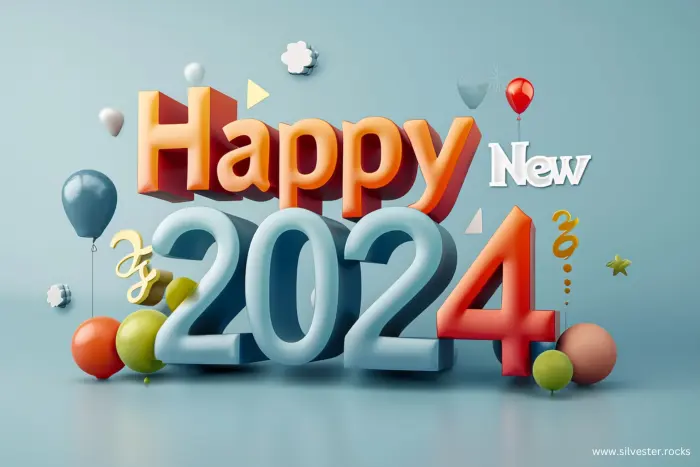 Happy New 2024 in 3D-Schrift