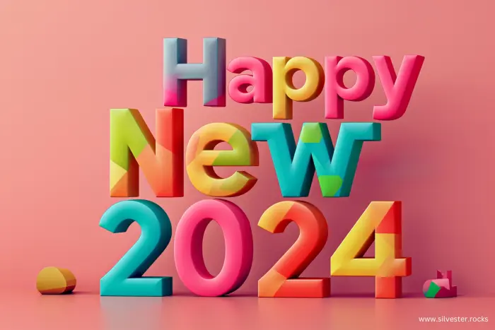 Happy New 2024 bunt aber schlicht