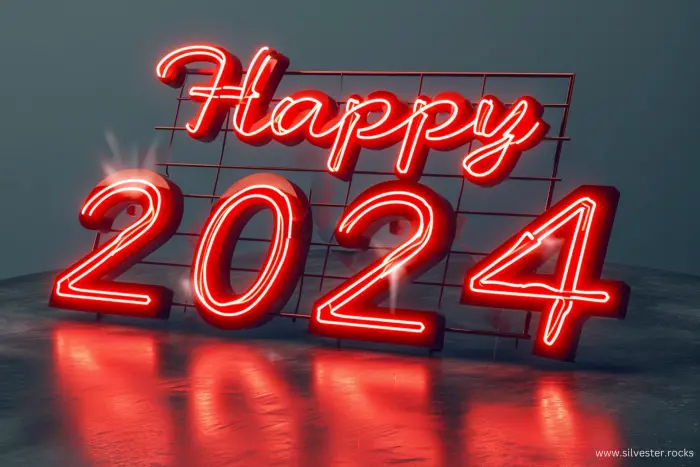 Neon-Licht Happy 2024 in rot