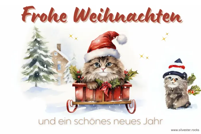 Katze im Weihnachtsschlitten