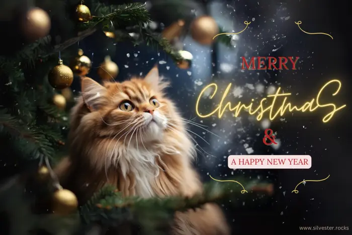 Katzen-Bild mit weihnachtlicher Dekoration