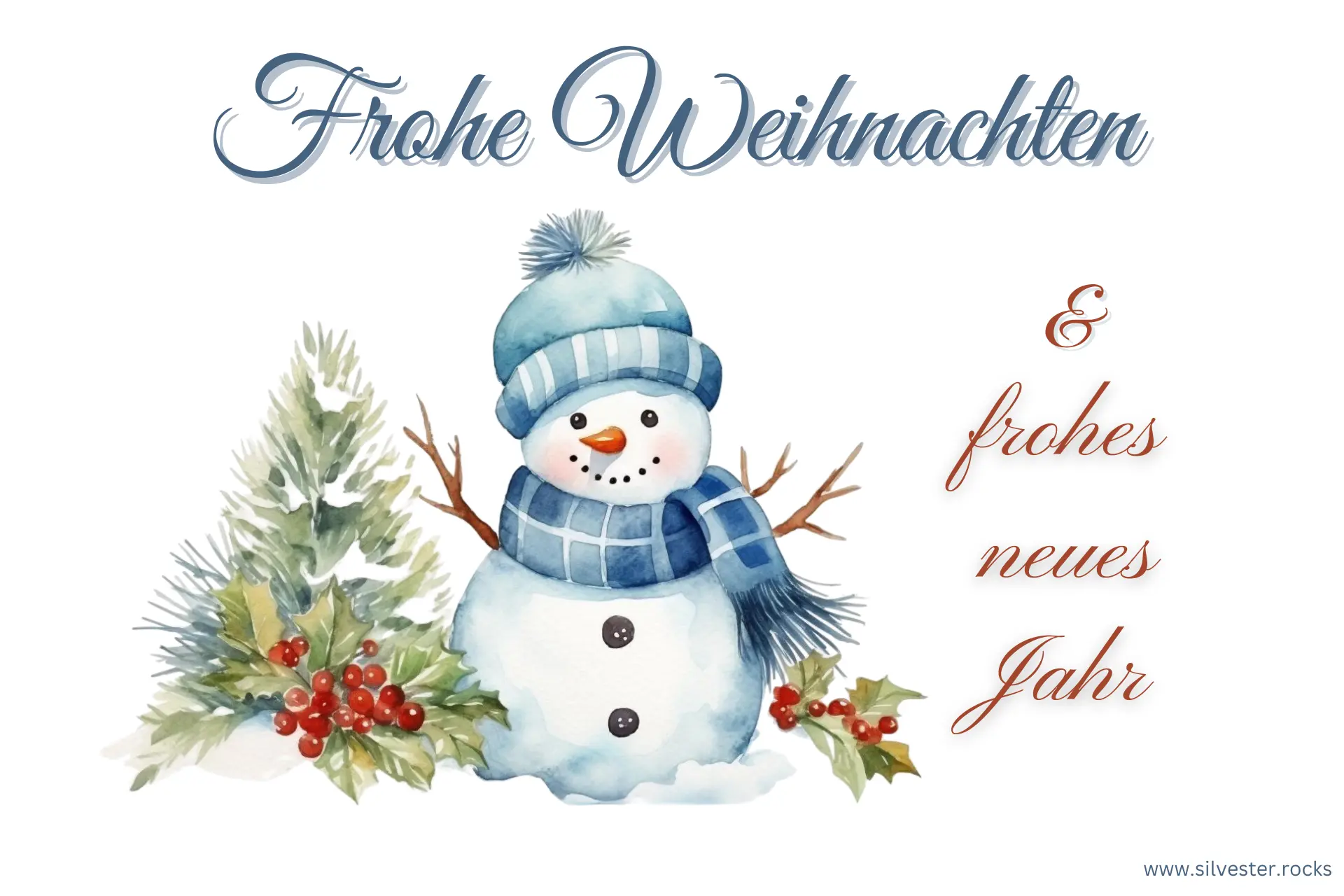 Schneemann mit blauer Mütze und Schal