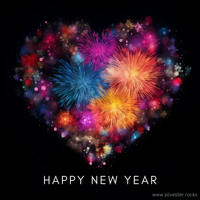 Herz aus Feuerwerk - Happy New Year