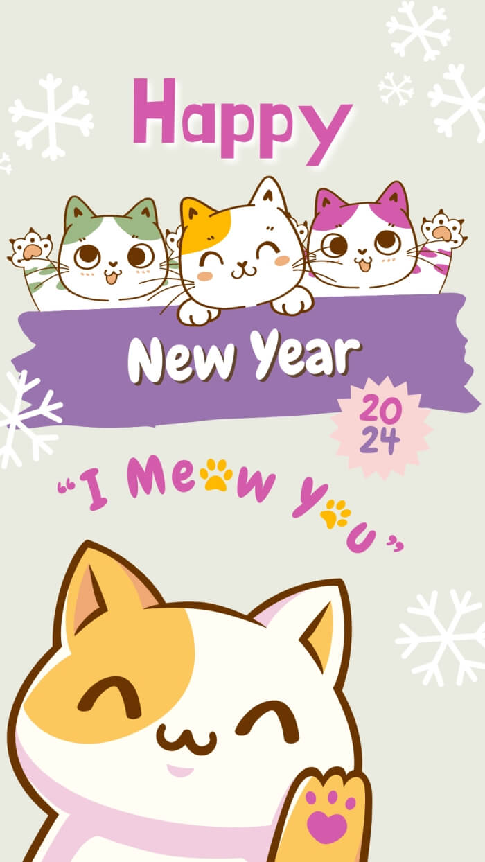 Happy New Year Katze - I Meow You