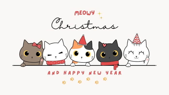 Katzen Meowy Christmas and Happy New Year