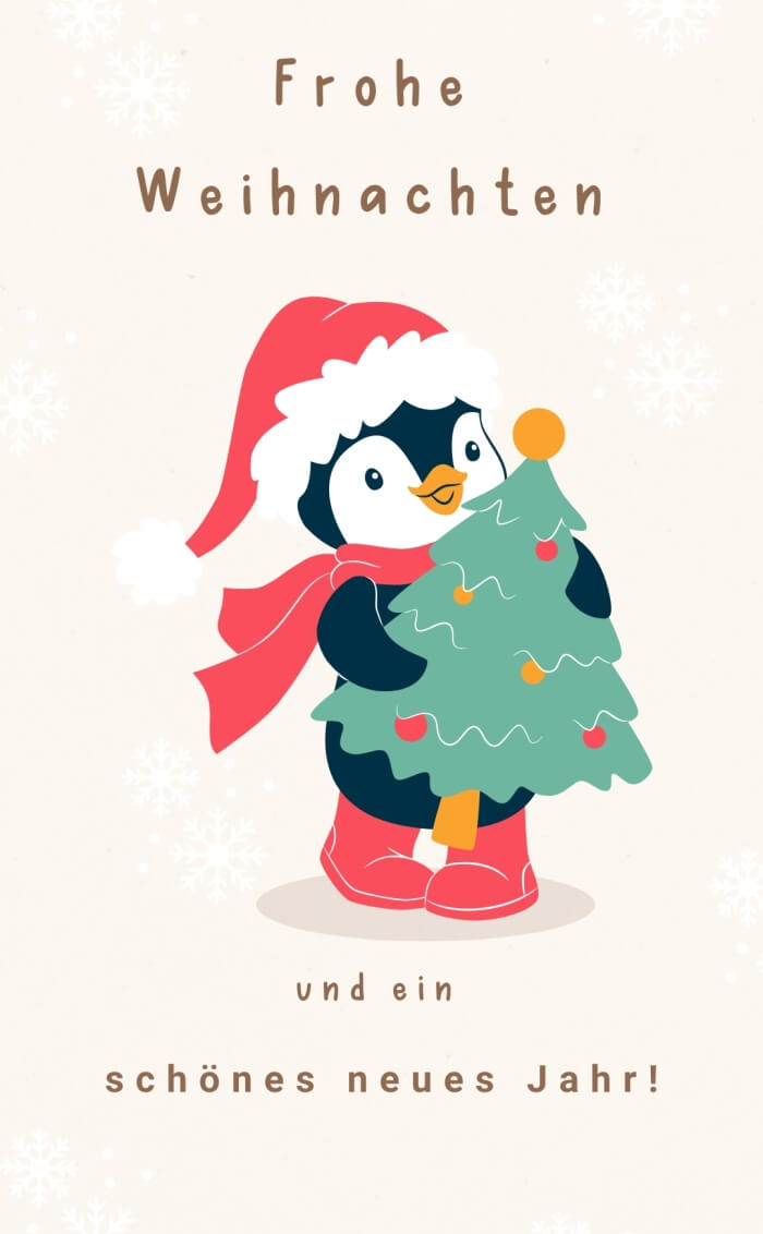 Frohe Weihnachten Pinguin mit Weihnachtsbaum