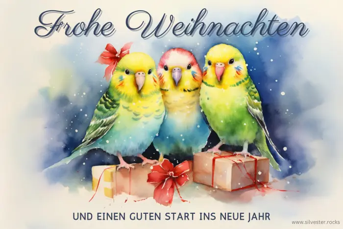 Drei bunte Weihnachts-Wellensittiche