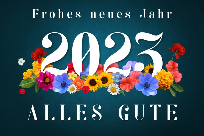 Frohes neues Jahr und alles Gute mit Blumen