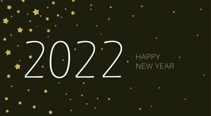 2022 Happy New Year goldene Sterne