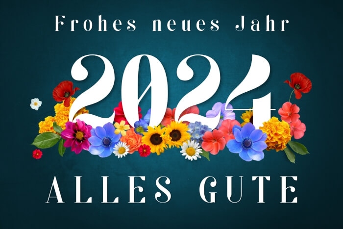 Frohes neues Jahr und alles Gute mit Blumen