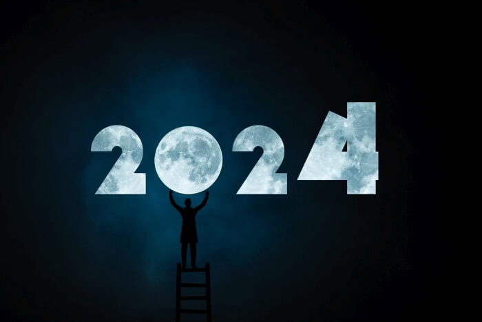 2024 Schriftzug Mond