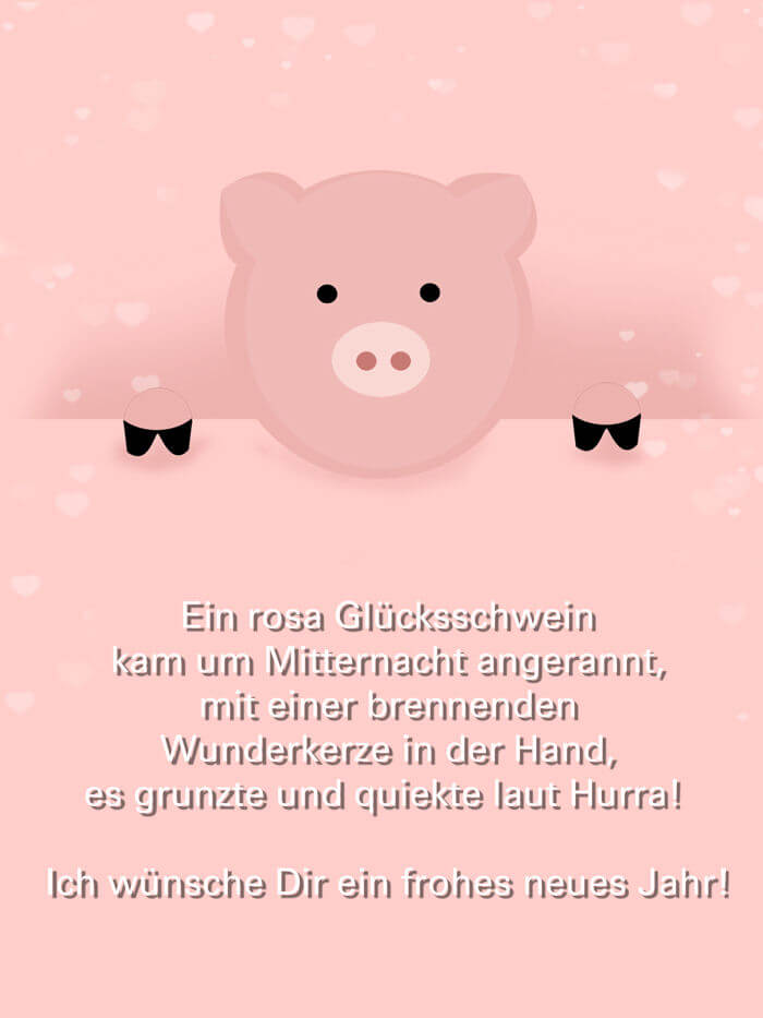 Spruch: Rosa Glücksschwein