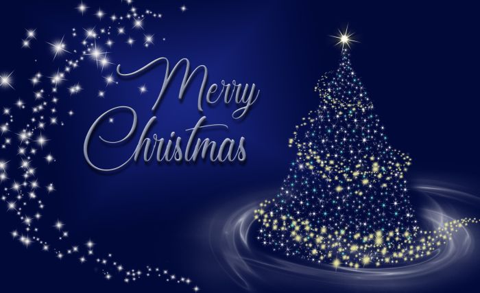 Merry Christmas blauer Weihnachtsbaum